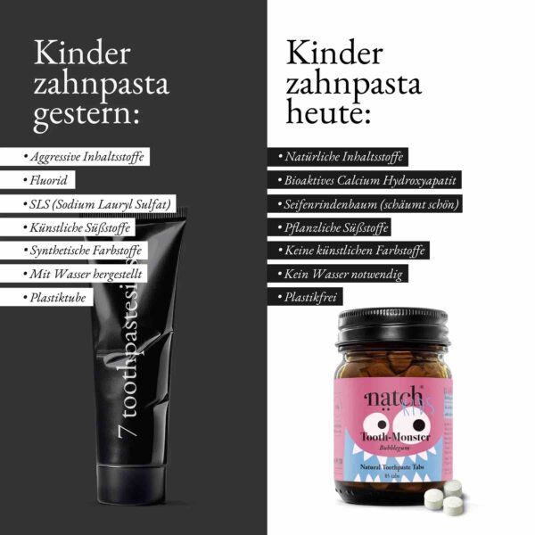 NATCH - Tooth Monster Bubblegum (Zahnpasta Tabs für Kids) – Bild 3